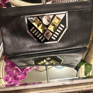 Arden B Black and Gold Clutch